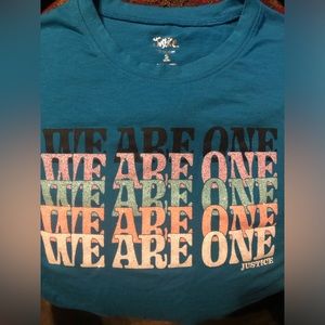 Four Girls Justice summer tops. Three are size small, one is medium